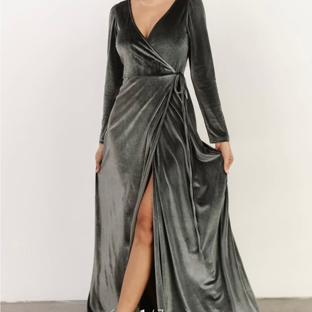 Baltic Born Esmerelda Eucalyptus Velvet Wrap Maxi Dress Maternity Wedding
